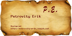 Petrovity Erik névjegykártya